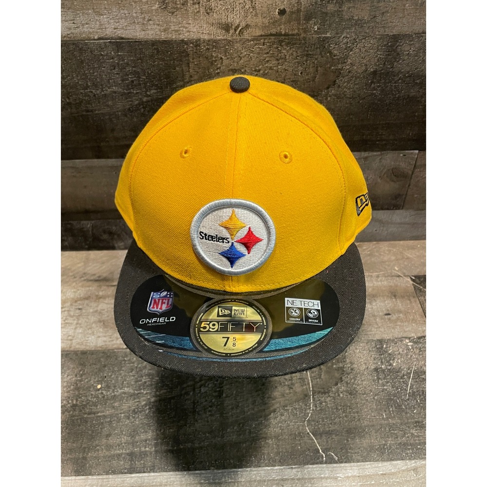 New Era 59FIFTY Pittsburgh Steelers On-Field Hat Yellow Black Fitted 7 5/8